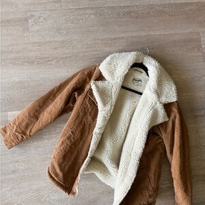 Wrangler Brown Teddy Jacket with Cream Lining